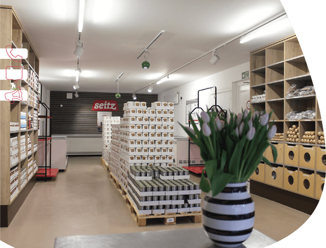 Hofladen mit Produkten des Unternehmens