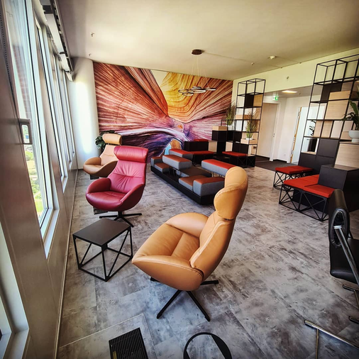 Die Lounge im 20. Stock. Der perfekte Ort für eine kleine Kaffeepause.