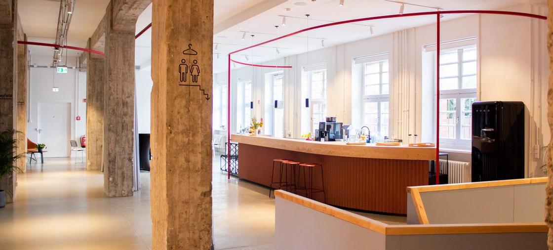 Welcome desk and bar at co-working