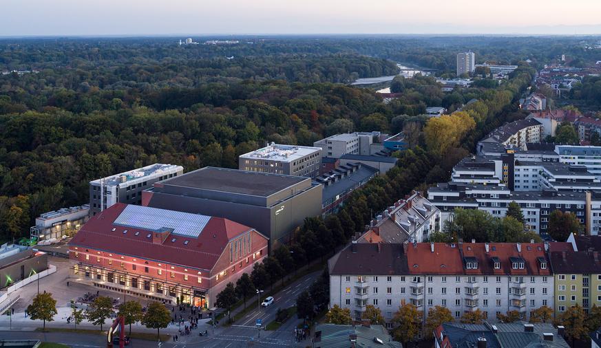 Gelände Gasteig HP8 am Flaucher mit Halle E und Isarphilharmonie